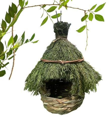 ETUCYNG Gras-Vogelhäuser für draußen,Gras-Vogelnest,Handgewebtes Vogelnest | Handgewebtes Vogelhaus, Kanariennest, Spatzenhaus für Zweige, Ranken