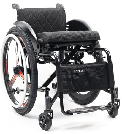 Foldable All-Terrain Ultra Lightweight Sports Wheelchair,Lightweight Sports Wheelchair,Folding Transport Wheelchair,Aluminium Wheelchair,Anti-Tip Wheels,Handbrakes,Quick Release Rear Wheels(Size:16.5i