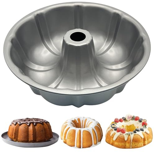 HOCHSTE Ring Cake Tin, Pan, Mould - Fluted & Pumpkin Cake Tin, Silver