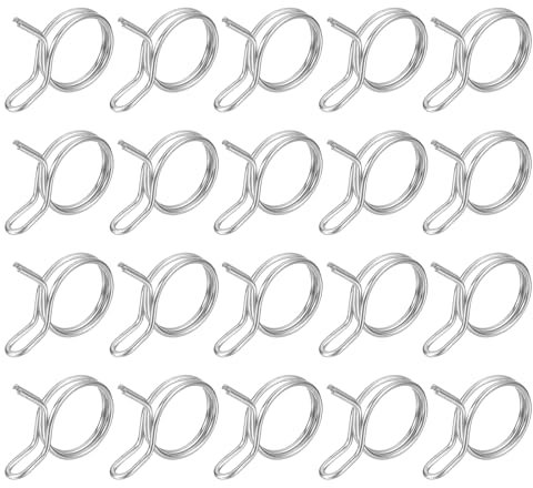 sourcing map 20Pcs 0.93-1.08 Inch Inner Dia Double Wire Spring Hose Clamp, Stainless Steel Adjustable Spring Clips for Hose Fuel Line Silicone Tube Water Pipe Air Pipe