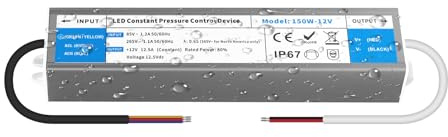 YOODI Transformateur 220V AC à 12V DC 12,5A 150W Convertisseur 12V Alimentation LED Driver IP67 Etanche Conducteur à Tension Constante Ultra Mince Adaptateur Transfo pour Bandes LED et Luminaires LEDs