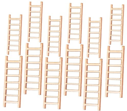 Anneome 40pcs Mini Wooden Ladders for Micro Landscape Decorations DIY Craft Ladder Accessory