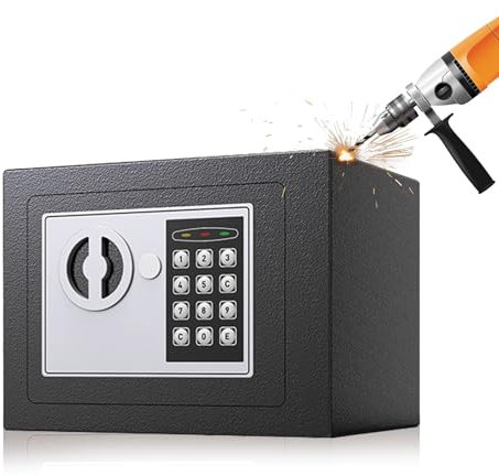 4.6L Home Digital Safe Electronic Cabinet Cash Box, Boxes with Two Keys, High Security Steel Mini Cabinet for Business Office Hotel Money Document Jewelry Passport, Black