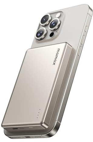 MOMAX 10000mAh Banco De Potencia Inalámbrico Magnético, 1,8cm Ultradelgado, 200g Ligero, Carga rápida PD20W, Imán Supremo Cargador Portátil para Magsafe, Serie iPhone, AirPods E Android