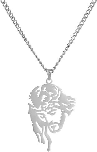 unift Gesù Cristo Testa Collana per Uomini Donne Acciaio inox Simbolo Cristiano Volto di Gesù Collane Ciondolo Gioielli Religiosi Preghiera (argento)