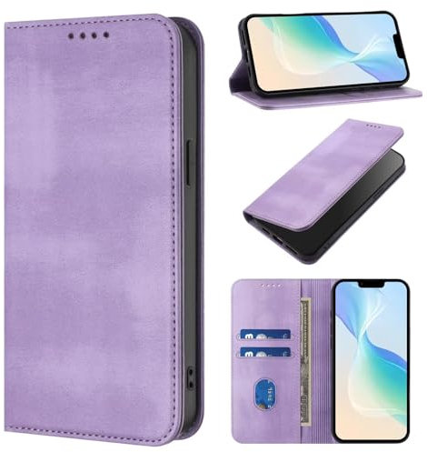 xinyunew Funda para Motorola Moto Edge 40 Neo 5G,PU Cuero Flip Carcasa Fundas Móvil de Tapa Libro con Cierre Magnético,Tarjetero y Suporte,Capa Plegable Cartera,Flip Cover Case (Morado)