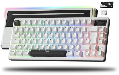 LQXQ SK71 Pro Teclado Gaming ISO DE de Aluminio, inalámbrico, Via Tri-Mode | QWERTZ, Teclado Mecánico Hot Swappable con RGB Keyboard para Windows/Mac/PC