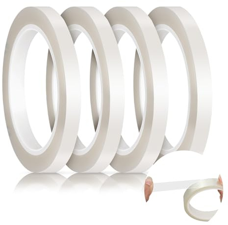 4 Rolls Clear Heat Resistant Tape, 108 ft Heat Resistant Tape for Sublimation Heat Transfer Resistant Press High Temperature Tape for Electronics Printing Vinyl Heat Circuit Board DIY Crafts(10mm)