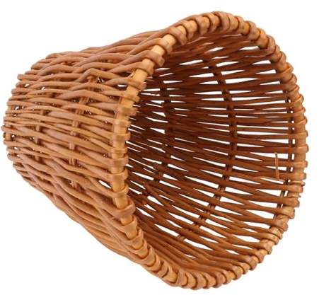 FUNNETOYU Cubo De Basura Tejido De Mimbre Natural, Tamaño Pequeño, Color Original, Funcionalidad Multifuncional, Adecuado Para Baño y Oficina, Cesto De Almacenamiento Versátil