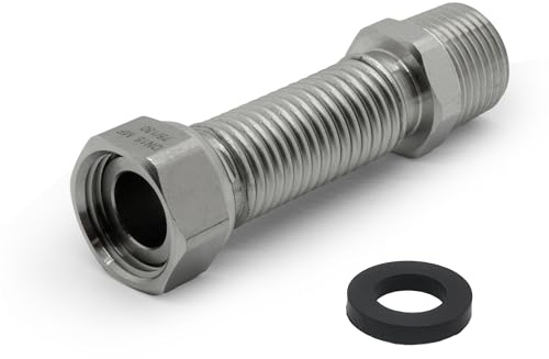 VANCOCO Edelstahl-Flexrohr 1 Zoll Wellrohr Ausziehbar Flexibles Anschlussrohr Längenverstellbar von 75-130 mm Universelles Verbindungsrohr
