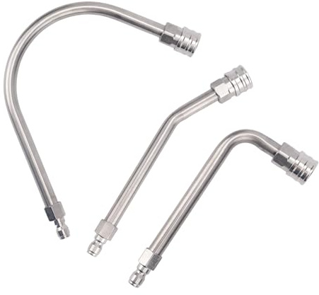 Fukaisu 3pcs Pressure Washer Extension Wand, 30° 90°120° Curved Rod Gutter Cleaner Attachment with 1/4 Quick Connect 4000 PSI Extension Wand for Power Washer (Silver)