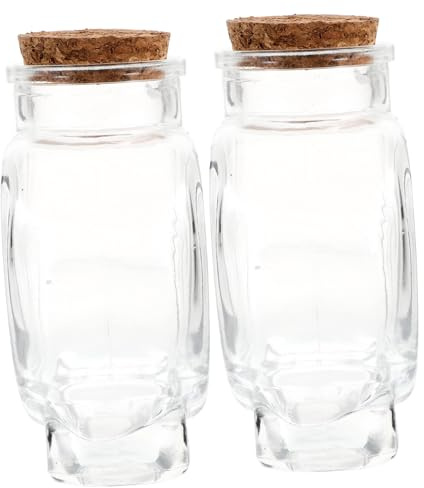 Toyvian Bouteille à Souhaits en Verre Transparent De Cœur 2 Pièces, Petite Taille, Verre Résistant Bouchon en Liège, Décoration Multifonctionnelle pour Bureau, Ambiance Marine Et Artisanat Créatif