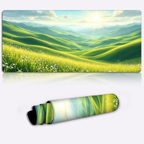 rolling hills glow Mouse Mat Extended for Gamers, Non-Slip Base Office Home Novelty Printed Desk Accessory Large Laptop Desktop Printed Art Ergonomic 600 * 350 * 4mm