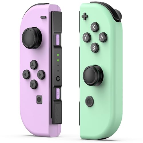 CIMENNTU Switch Controller for Nintendo Switch Controller, Switch Controller Replacement Accessories with Double Vibration/Wake-Up/Motion Control/Screenshot（Purple&Green） (Pink&Green)