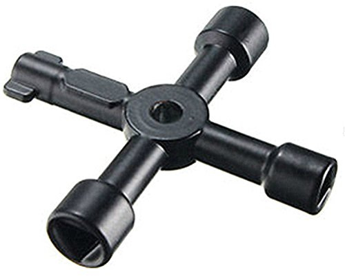 4 Way Radiator Bleed Key | Electric & Gas Meter Utilities Key | Black Easy Grip | Multi Functional Key