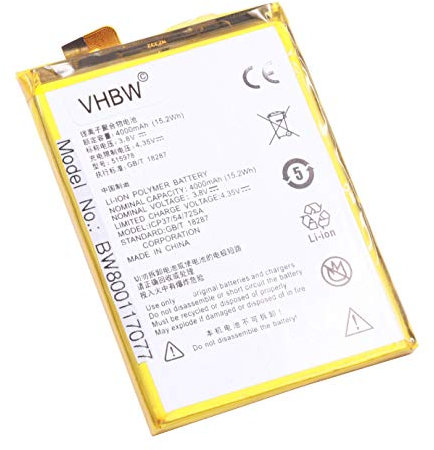 vhbw Akku kompatibel mit ZTE Q519T, Yuanhang 2, Q519E, Yuanhang 2 TD-LTE Handy Smartphone Telefon (4000 mAh, 3,8 V, Li-Polymer)