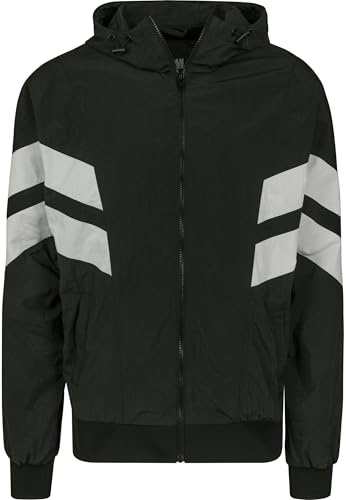 Urban Classics Crinkle Panel Track Jacket, Chaqueta Hombre, Negro/Blanco (Blk/Wht), 3XL