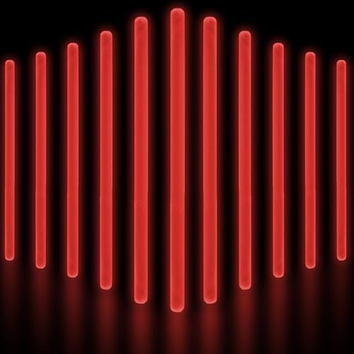 Glow Fever Jumbo-Leuchtstäbe, leuchtet im Dunkeln, 50 Karat, 25,4 cm, für Partyzubehör, Festivals, Raves, Geburtstag, Hochzeit, Rot