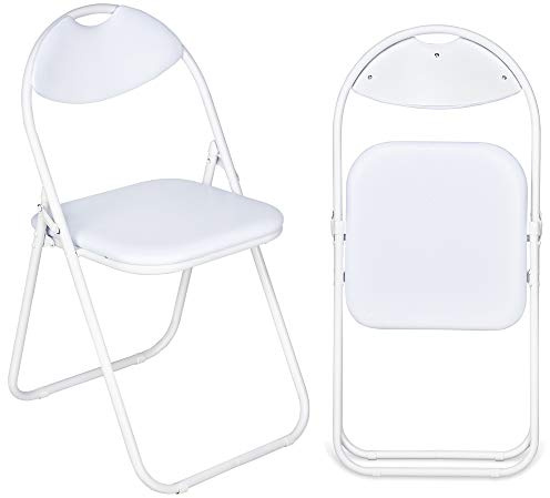 Nyxi Folding Chair Padded Paris Faux Leather Home Office Dining (1 X Chair, White)