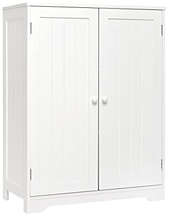Meerveil Armario Baño, Gabinete de Almacenamiento Pintura MDF con 180° Bisagra 2 Puertas y 3 Estantes 60x30x80cm Utilizado en Baño Cocina Sala de Estar Entrada (1 Ajustable Balda)