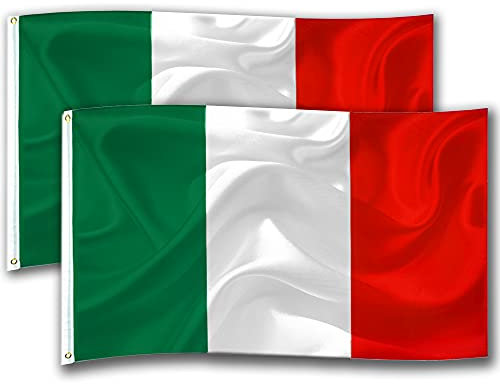 2 Pezzi 90 X 150 cm Bandiere Italiane con Anelli Durevole Bandiera Italia Nazionale Italian Flag per Campionato europeo di calcio Festival Italiani Decorazione d'interni (Tricolore Italiana)