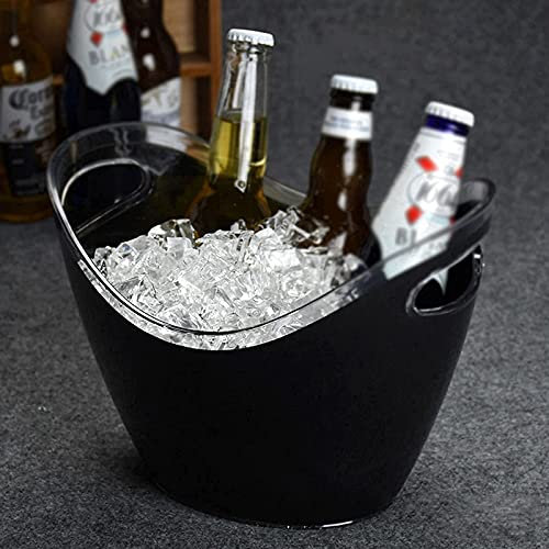 BHBXZZDB Großer Eiskübel aus Kunststoff,Ovale Aufbewahrungswanne,3L / 8L Bierflaschen-Getränkekühler,Geeignet für Zuhause,Bar,Innen- und Außenbereich,Weiß,Schwarz,Gelb