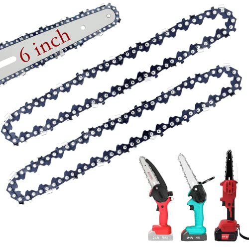 2 catene per motosega, per mini motosega a mano da 6 pollici, ricaricabili da 1/4, 1,1 mm, 37 TG, 20 cm, catena universale per lavorazione del legno, rifinitura, giardino, Saw Chain (6 pollici)