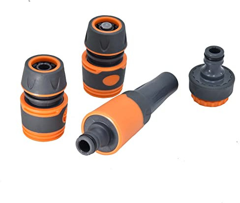 WANGCL Juego de 4 piezas de riego de jardín, juego de pistola de pulverización de manguera de jardín, 2 patrones, diseño antideslizante, perfecto para regar plantas, lavado de coches, ducha y mascotas