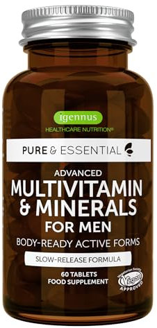 Igennus Methyliertes Multivitamin für Männer mit 21 aktiven Nährstoffen, Langzeitformel, Clean Label, Methylfolat & Methylcobalamin, hochdosiert & MTHFR-geeignet, GVO-frei & halal, 60 Tabletten