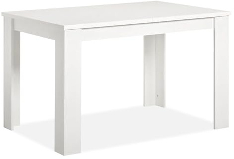 Homestyle4u Esstisch Ausziehbar 120x80 cm - Holz Weiß, Küchentisch | Ausziehbar bis 153 cm, Höhe 75 cm - MDF melaminbeschichtet - auch als 80x80 cm Version erhältlich, in Weiß oder Eiche
