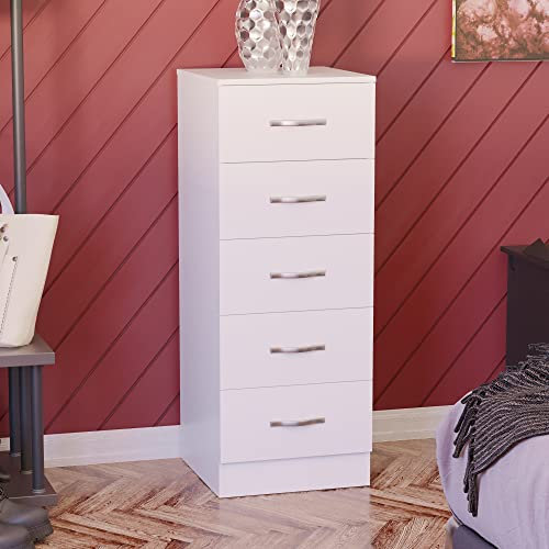 Vida Designs Pecho Cómoda Estrecha, Madera de ingeniería, White, 36D x 34.5W x 90H centimetres