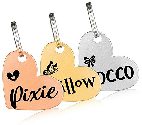 Hundemarke mit Gravur | Personalisiert Hundeanhänger mit Name | Tiermarke für Hunde und Katzen | Tier Namensschilder für Halsband | Katzemarke ID tag inkl. 2 Kostenlose Ringe