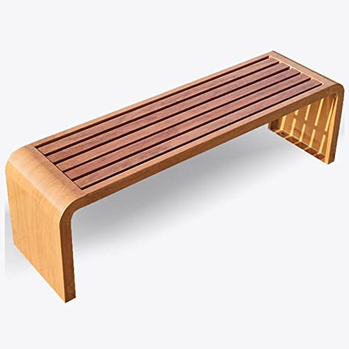 REOTEL Gartenbank Metall, Gartenbank Wetterfest Parkbank, Gartenbank Ohne Lehne, Eisenbank Ruhebank für 2-8 Sitzer, Laubenbank für Garten, Balkon und Terrasse,Dark Wood,180x40x45cm
