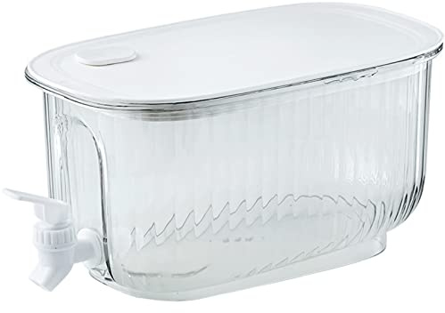 Dryckesautomat, Dryckesautomat med Tapp, Kallvattenkokare med Stor Kapacitet med Kran, Kylskåp Juice Vattenkanna Läckagesäker Dryckesbehållare för Hemmaköksfest (Transparent Vit)