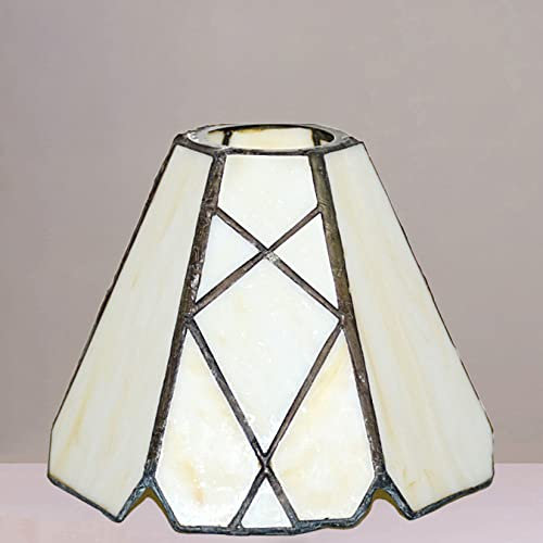 BOTOWI Tiffany 6 Inch Stained Glass Lamp Shade Replacement Vintage Beige Single Lampshade 1-5/8-Inch Fitter Opening Only for Pendant Lamps Wall Light Ceiling Light Chandeliers Table Lamp