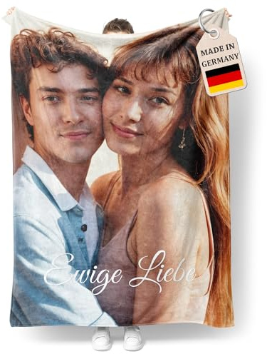 Easycosy Personalisierte Decke mit Foto - Made in Germany - wärmere Fotodecke selbst gestalten Kuscheldecke - Foto Geschenke für Frauen Freundin Schwester Kollegen zu Abschied Geburtstag