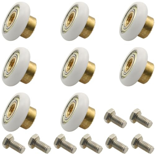 BLLNDX 8PCS Duschraum Rollen Rad Durchmesser 20mm mit 1 Schraube Glas Schiebetür Roller Ersatzteile Hängende Rad Dusche Raum Schiebetür Einzelrad Zubehör