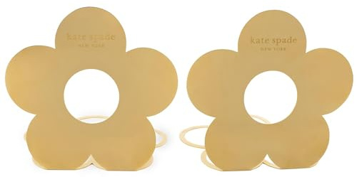 Kate Spade New York Buchstützen, goldfarben, Metall, Blume, 15,2 x 15,2 cm, 2 Stück, Blume
