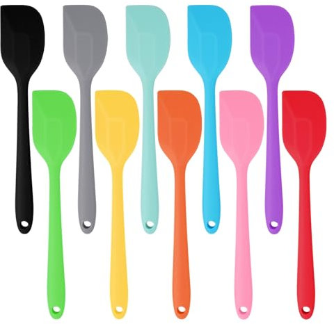 10 Pièces Spatule Silicone Cuisine Résistante Anti-adhésive à la Chaleur pour Cuisson et Pâtisserie