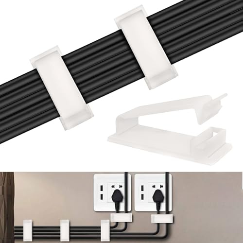 AUMAYCO 50 Stück Kabelhalter Selbstklebend Kabel Management für Schreibtisch, Kabelclips Selbstklebend Kabelklemmen Kabel Organizer Kabelmanagement für Heim, Büro, Schreibtisch Kabelhalter(Weiß)