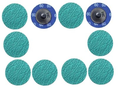 MiJunHD Lot de 10 disques abrasifs en oxyde de zirconium de 75 mm - Grain 60 - Dos de verrouillage - Changement rapide - Pour finition de surface, meulage, poli, bavure, rouille et peinture