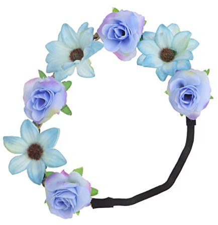 FRCOLOR Blumenhaarkranz Blaues Rosen Haarband Fest Sitzender Haarkranz für Hochzeit Festival Party Fotoshooting