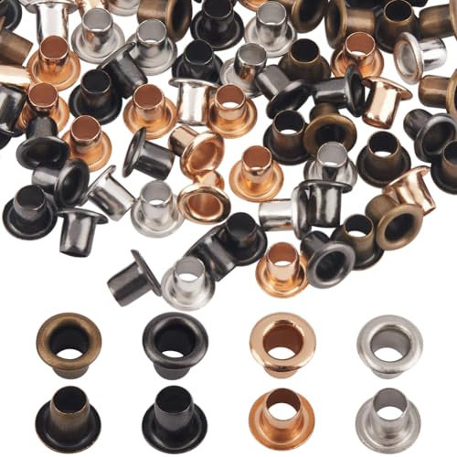 GORGECRAFT 1 Box 400 Stück 4 Farben Superkleine Öse 1.5mm Loch Messing Metall Quicklet Ösen Für Perlseidenschnüre Schuhe Kleidung Gürteltasche DIY Nähen Basteln Leder Canvas