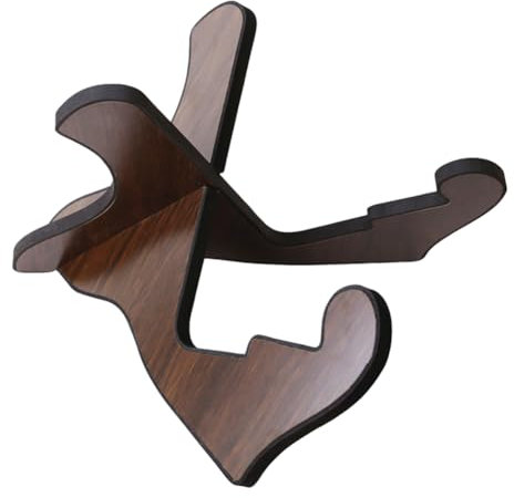 Fiorky Gitarrenständer aus Holz, E-Gitarrenständer, tragbarer Saitenboden-Display-Instrumentenständer for Cello/Mandoline/Banjo/Walnuss, zum Anbringen am Bassgitarrenständer (Dunkelbraun)