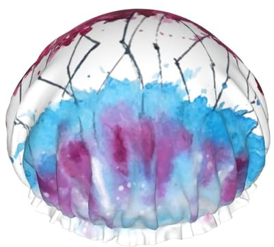 Wiederverwendbare Duschhaube für Damen, Flamingo-Tiere, Badehaube, doppellagig, wasserdicht, Dusch-Haarschutz, verstellbares Gummiband, Duschhut für Home-Spa-Salon, Badehauben