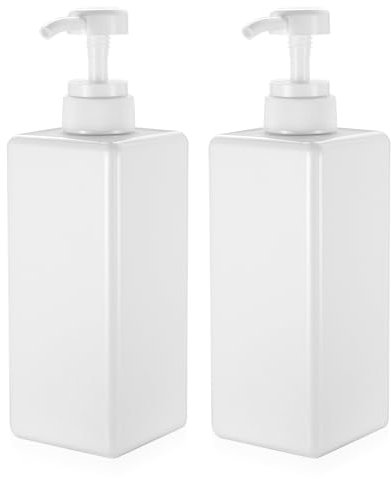 2 Pcs Dispenser Sapone Bagno, 650ML Dispenser Sapone Doccia Flacone a Pompa, Dosatore Sapone Bagno, Dispenser Detersivo Piatti Liquido, Dispenser Shampoo e Bagnoschiuma Plastica Ricaricabili(Bianco)