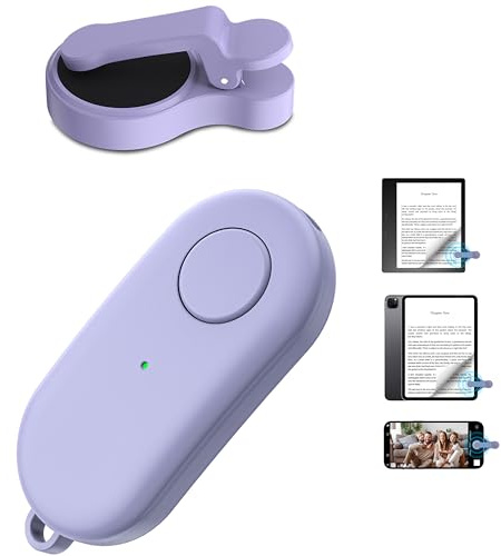 Remote Control Page Turner for Kindle Paperwhite Oasis Kobo eReaders,Kindle Clicker Page Turner Accessories for iPhone,iPad, Android Tablets Reading Novels,Camera Video Record&Shutter Selfie (Purple)