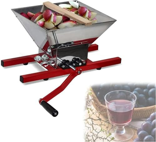 FLTRGO 7L/1.8Gallon Manual Fruit Wine Press, Stainless Steel Fruit Juicer Grinder, Garden Manual Crusher, Aluminum Alloy Gears, Effortless Crushing and Juicing for Adults, Seniors Beginners