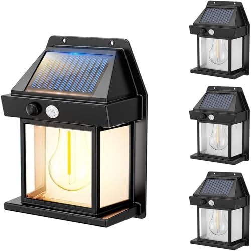 Lumisky Lot de 4 Appliques Murales Solaires LED SUNFLARE - Éclairage Blanc Chaud, Design Moderne et Étanche, Idéal pour Jardin, Terrasse, Extérieur et Allée