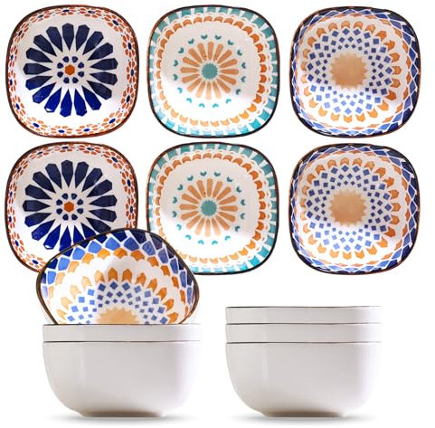 BORDEAG 6 Pièces Bols À Sauce en Céramique, Bols À Snack, Bol À Tapas en Céramique, Coupelles À Sauce, pour Dessert, Apéritifs (Boho-Stil)